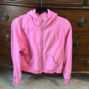 Women's Full-Zip Up Jacket Fleece Workout Crop Tops Pockets Thumb Hole